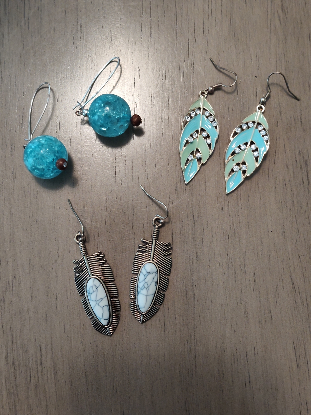 Turquoise Blue Dangle Feather Earrings - Women Jewelry